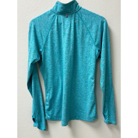 Nike Running‎ Women's Dri-Fit Quarter Zip Jacket Size M Thumb Holes Teal - Picture 2 of 10